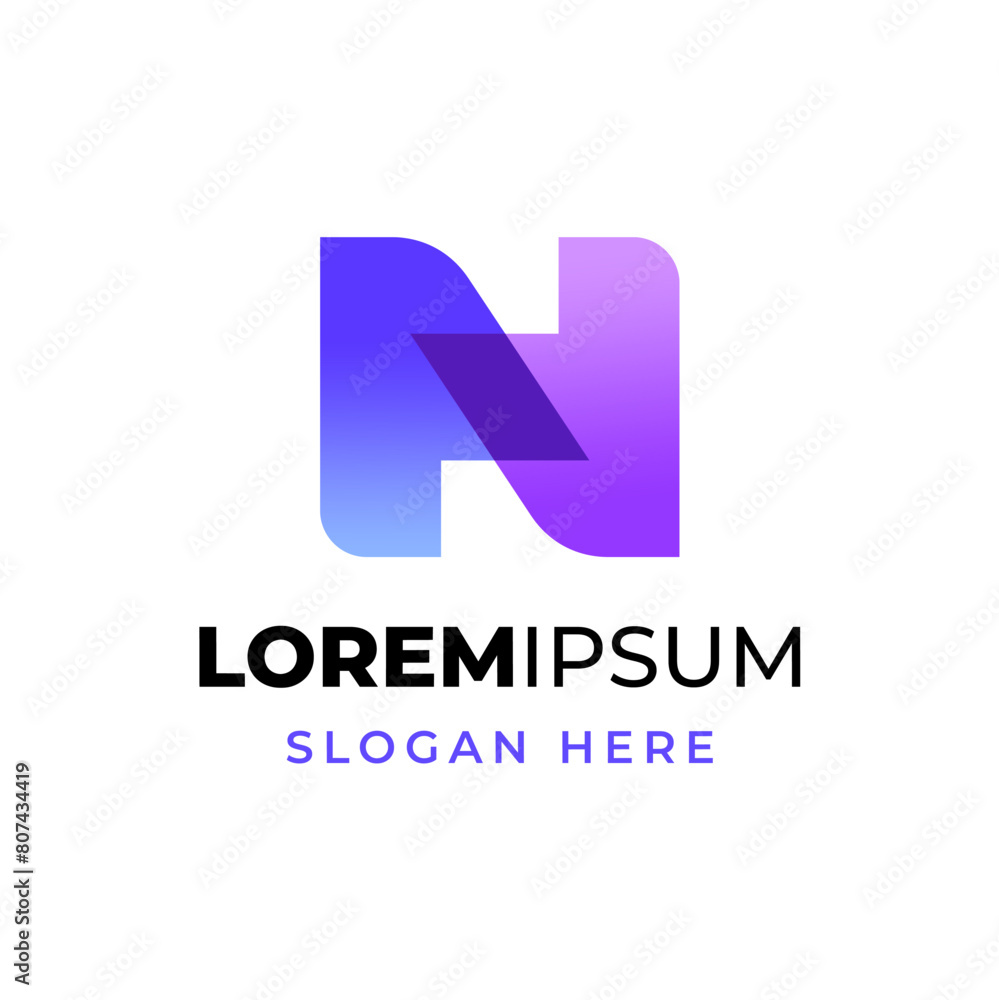 Modern simple letter n tech trendy logo template Modern simple letter n tech trendy logo template