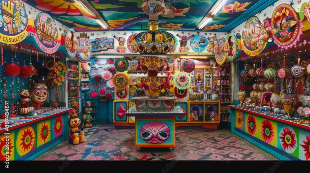 Naklejka premium Inside of a very colorful and psychedelic candy store.