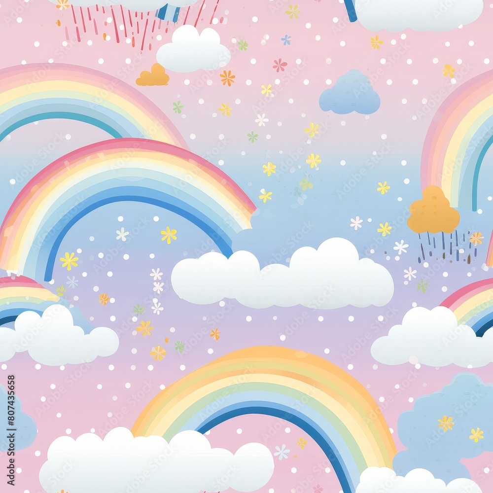 Cute Kids Pattern with Rainbow Accents