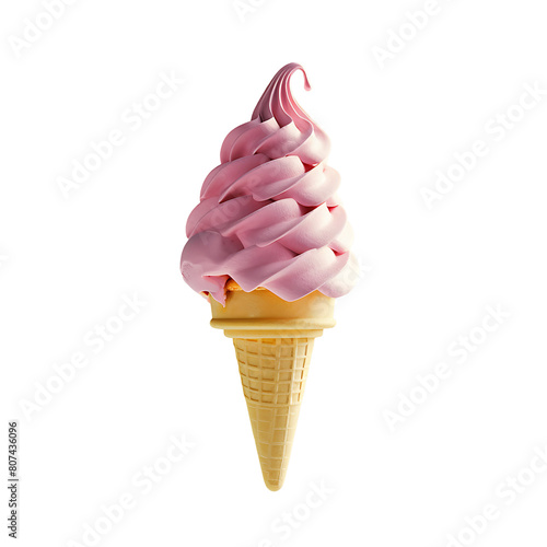 Delicious Ice Cream Cone on Clear Background