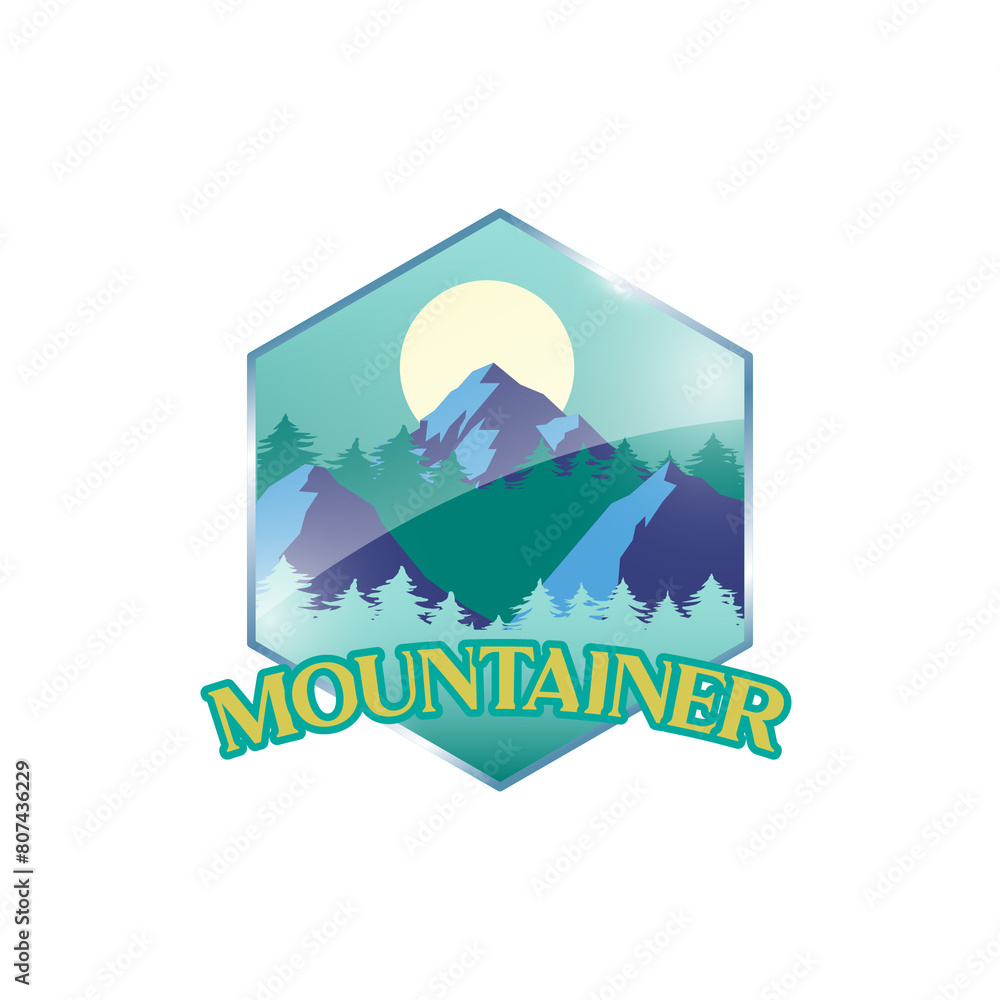 Mountain adventure badge logo vector graphic illustration on background Mountain adventure badge logo vector graphic illustration on background