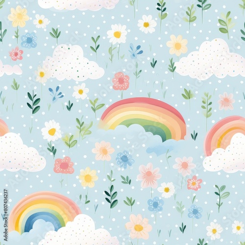Playful Kids Pattern with Rainbow Accents