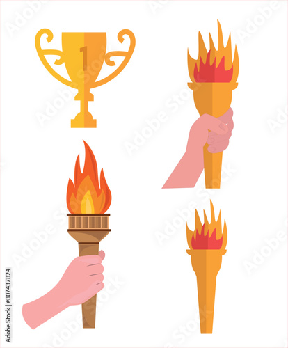 Olympic vector illustrations. Olympic icons, medals and torch vector set