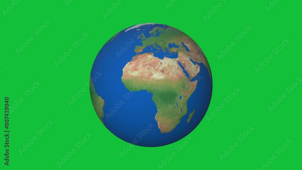 Planet Earth spinning on a green background. Loop motion. Planet Earth spinning on a green background. Loop motion.