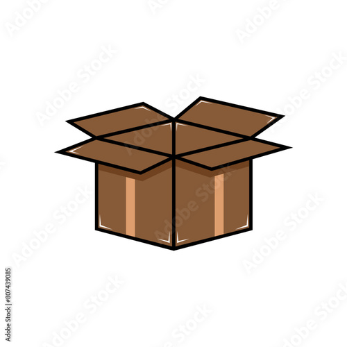 an open brown cardboard box vector illustration