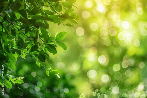 Green texture background, Photos blurred and bokeh under the tree, Fresh nature healthy or bio concept - generative ai