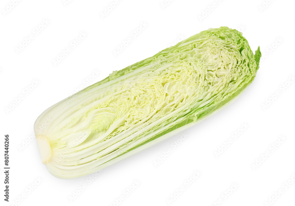Half of fresh Chinese cabbage isolated on white, above view Half of fresh Chinese cabbage isolated on white, above view