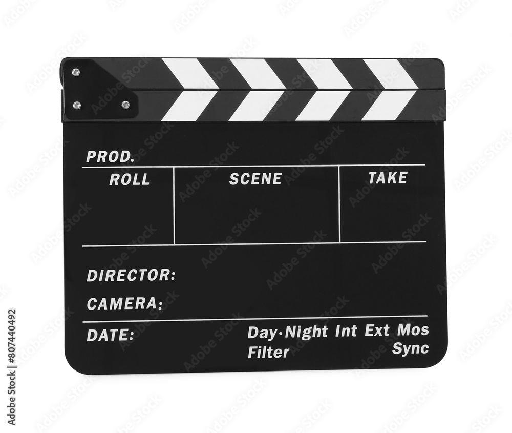 Obraz premium One movie clapper isolated on white. Film industry