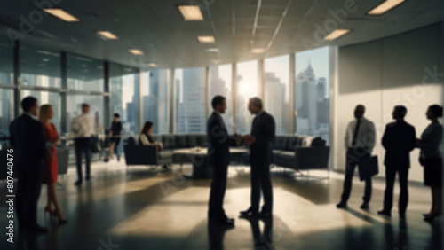business people working together Blurred Business Meeting Abstract Office Background