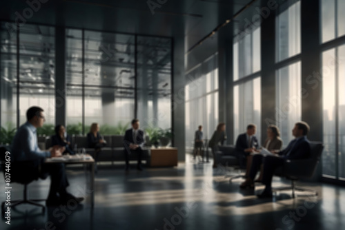 business people working together Blurred Business Meeting Abstract Office Background