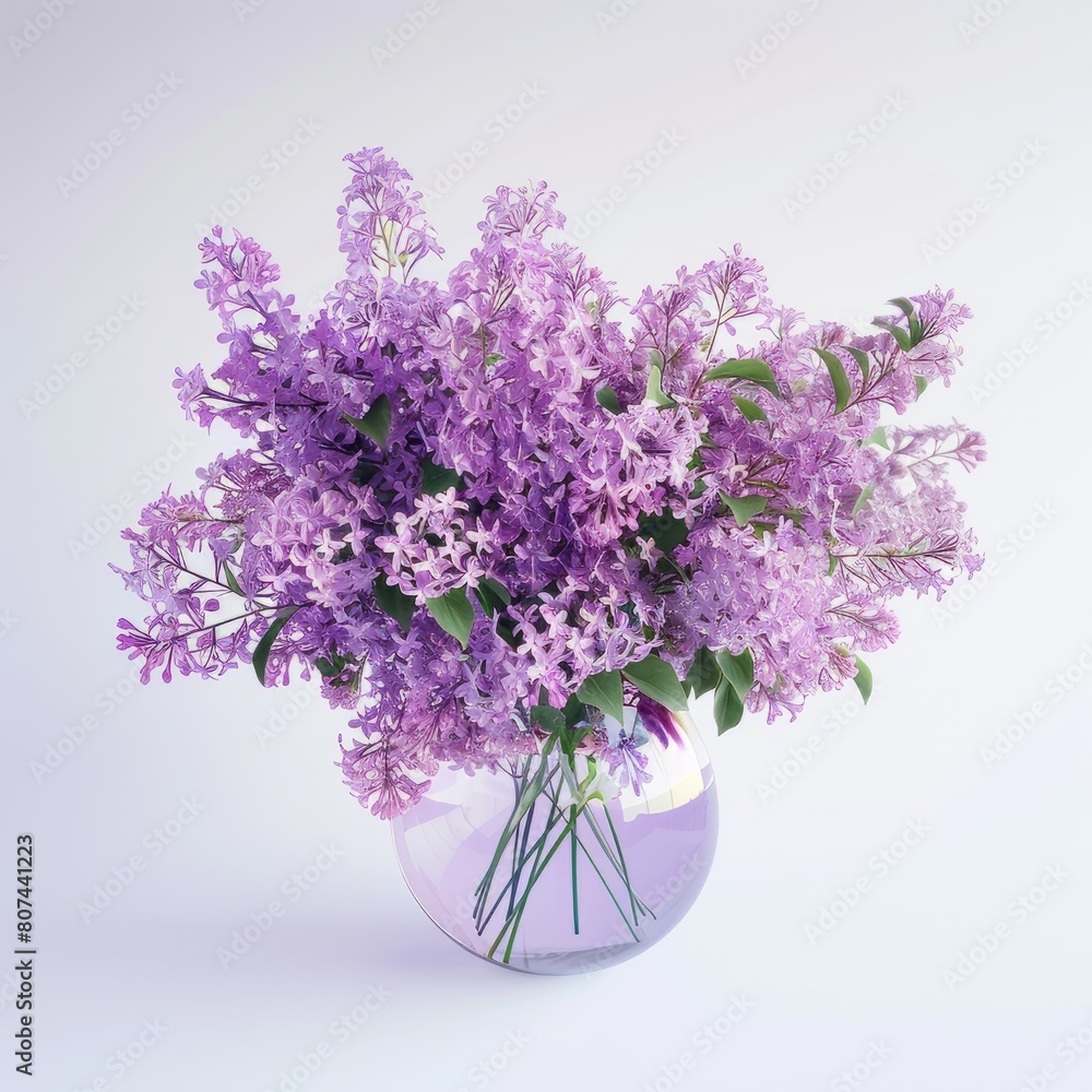 A beautiful lush bouquet of lilac in a small vase A beautiful lush bouquet of lilac in a small vase