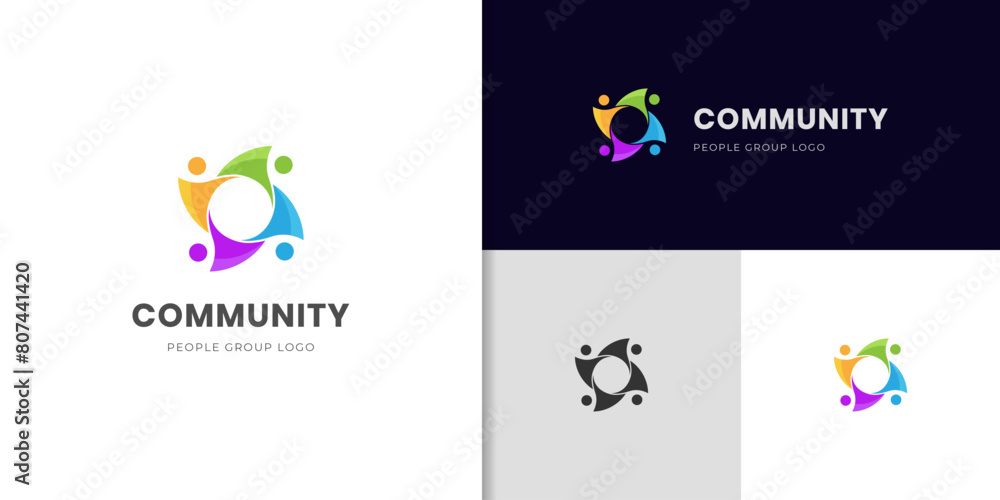 Creative people group logo icon design with human unity symbol for community vector logo company Creative people group logo icon design with human unity symbol for community vector logo company