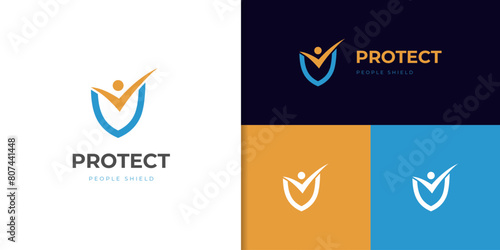 people check with shield logo icon design for health insurance logo elements