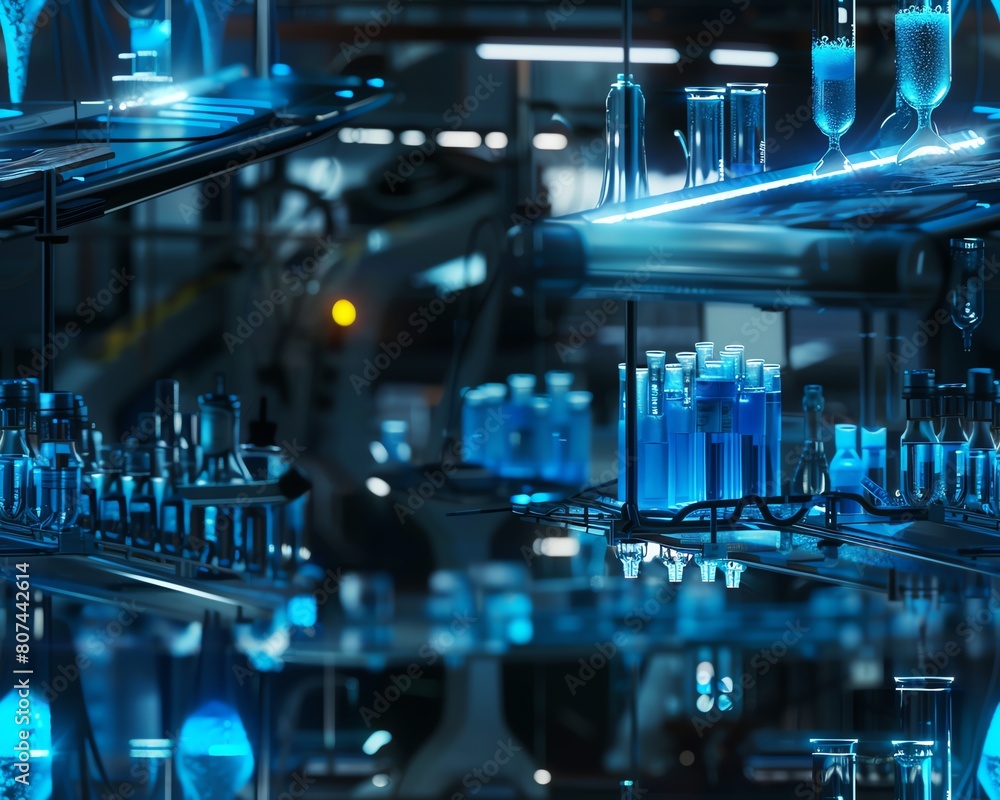 Craft a scene featuring futuristic biotechnology labs intertwined with chilling horror elements from the shadows Experiment with unique lighting techniques to evoke a sense of susp Craft a scene featuring futuristic biotechnology labs intertwined with chilling horror elements from the shadows Experiment with unique lighting techniques to evoke a sense of susp