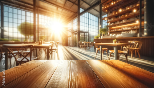 Reflective Cafe Table in Bright Afternoon Light