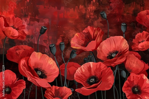 vibrant red poppies honoring festa della liberazione italys liberation day digital illustration photo
