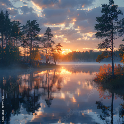 sunrise over the lake