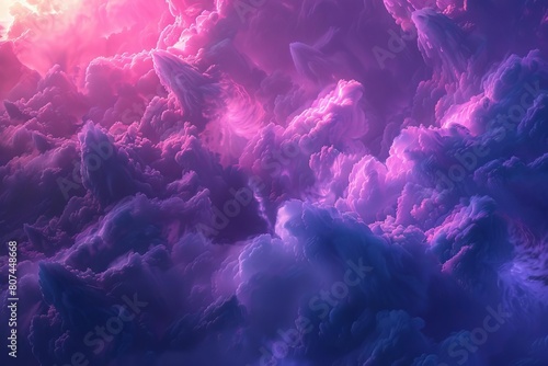 ethereal pink and purple clouds at sunrise dreamy aerial view generative ai landscape