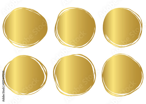 金色の円形フレームセット、歪みのある円形 