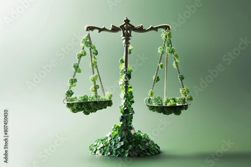 scales of justice symbolizing financial investments in green legal practices concept illustration