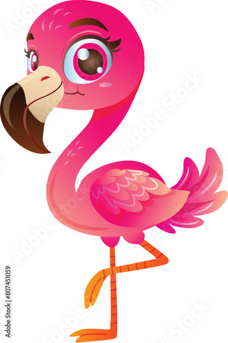 cute flamingo bird cartoon character