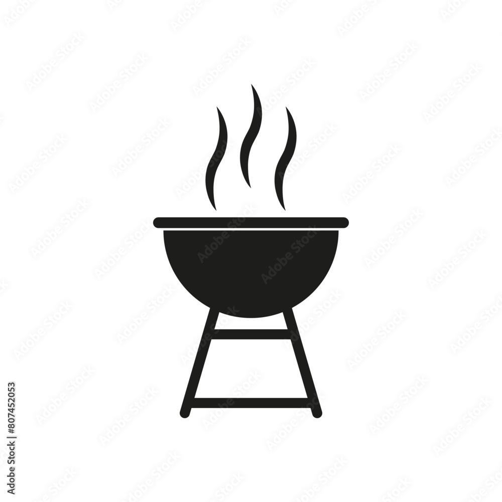 Barbecue Grill Icon. Outdoor Cooking Symbol. BBQ Grill with Smoke. Vector illustration. EPS 10. Barbecue Grill Icon. Outdoor Cooking Symbol. BBQ Grill with Smoke. Vector illustration. EPS 10.