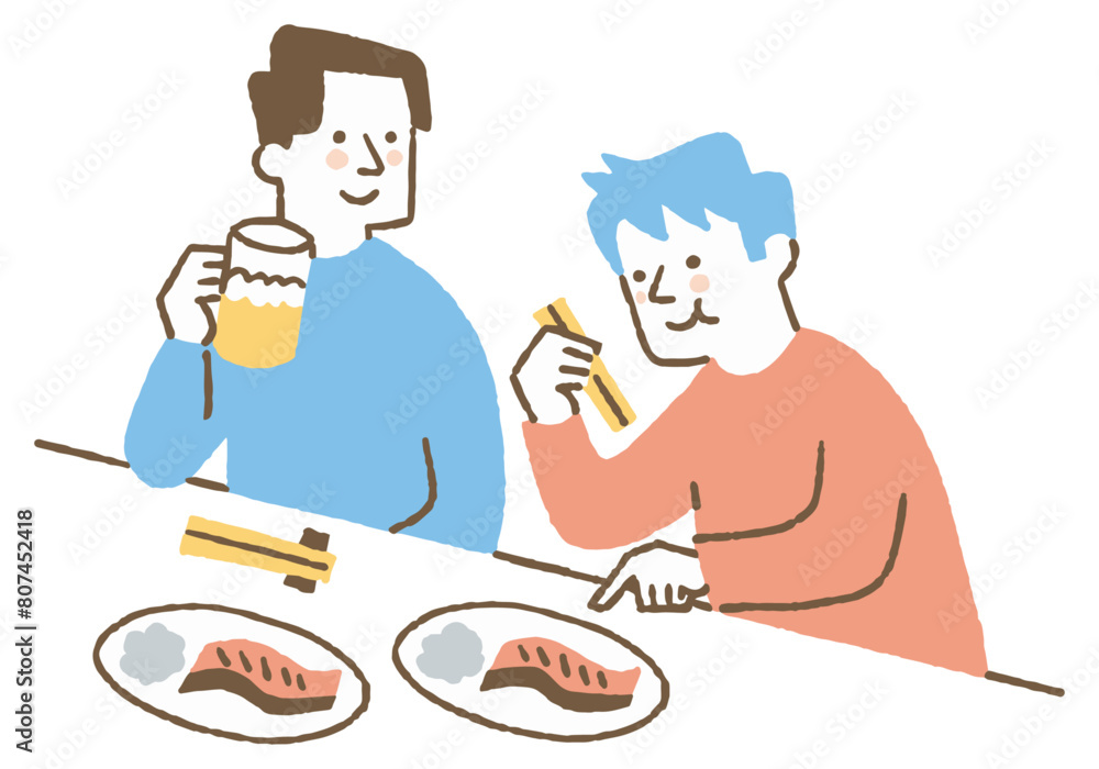 Two men drinking in a tavern_Color Two men drinking in a tavern_Color