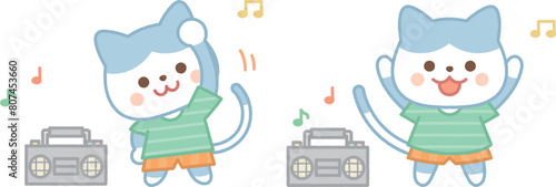 ラジオ体操をする猫