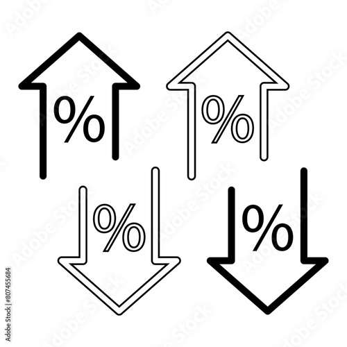 Interest rates fluctuation symbols. Vector finance arrows. Economic indicators concept.