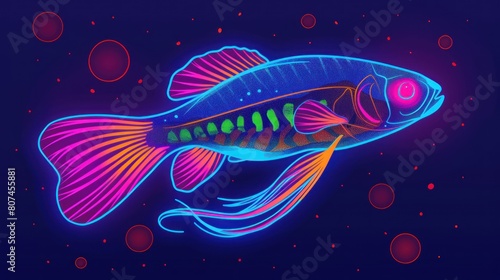 tetras aquarium fish neon light AI generated