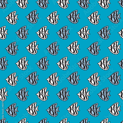Blue Underwater Fiesta Fish in a Seamless World