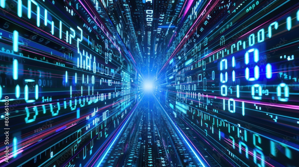 binary tunnel background , Technology concept. High Tech Background binary tunnel background , Technology concept. High Tech Background