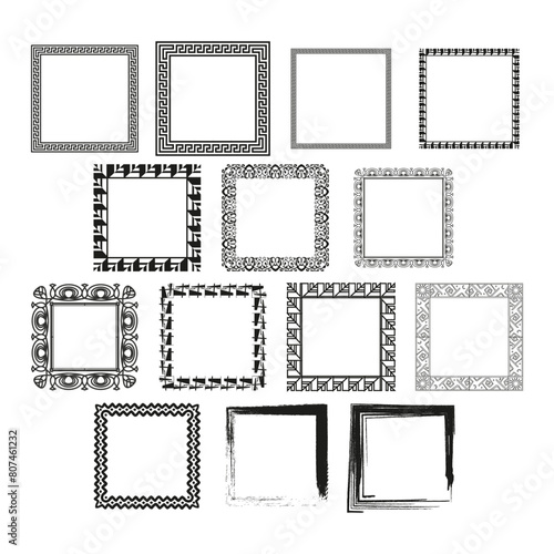 Assorted decorative frames vector set. Collection of various border designs.