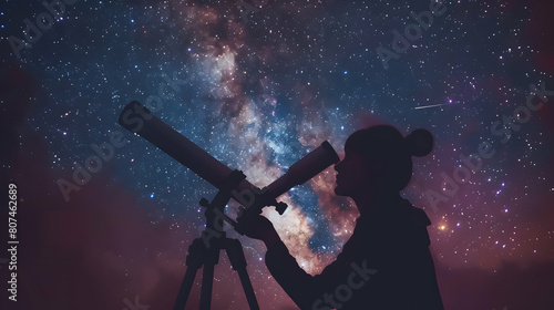 Enchanting Stargazing with Telescope: An individual captivated by the mesmerizing night sky, finding inspiration in the beauty of the stars while indulging in a serene stargazing session.