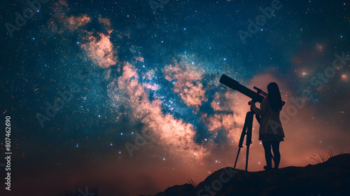 Serene Stargazing with Telescope: An Individual Finding Inspiration in the Night Sky