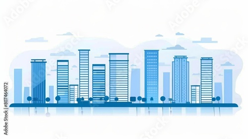 Minimalist Modern City BusinessBackdrop  Sequential Flat Buildings  Busy Streets  Clean Lines  Fresh Blue Sky  Abstract Elements Fusion