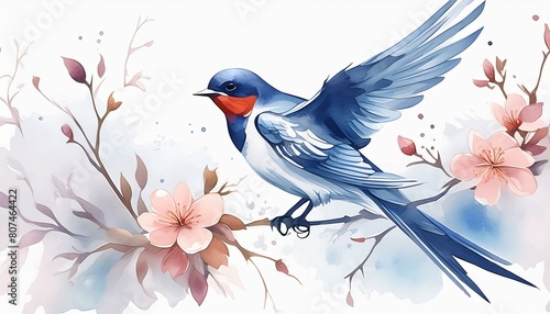 bird swallow,watercolor illustration © Zaheer
