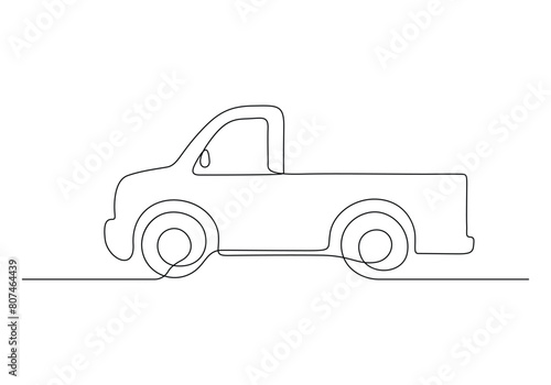 Pickup truck continuous one line drawing vector illustration 
