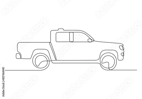 Pickup truck continuous one line drawing vector illustration 
