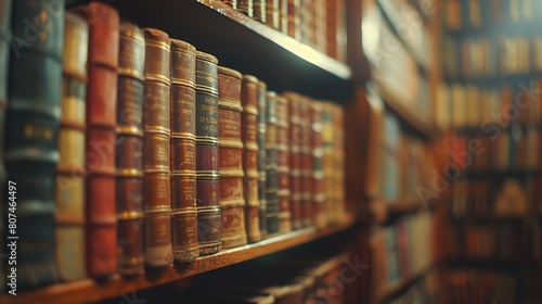 Superb Blurred volumes on bookshelf photo