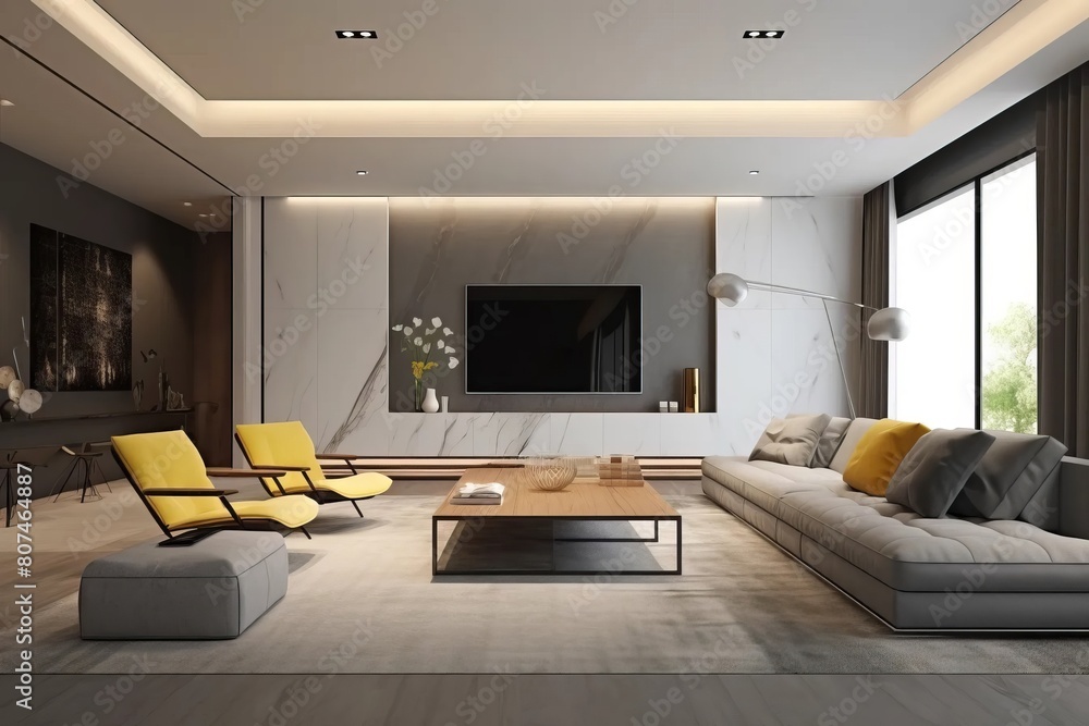 Fototapeta premium 広々としたリビング