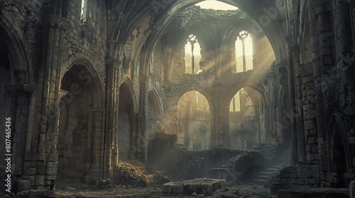 Wallpaper Mural Archery session in a Gothic cathedral ruins, blending medieval architecture with precision sport Torontodigital.ca