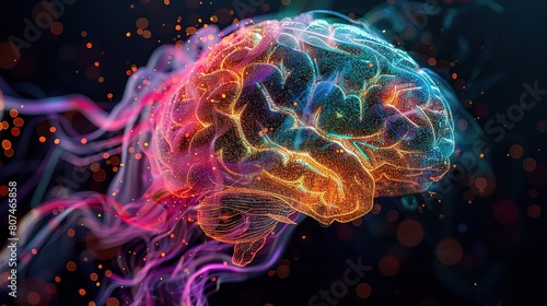 conceptual visualization of artificial intelligence at work within the human brain