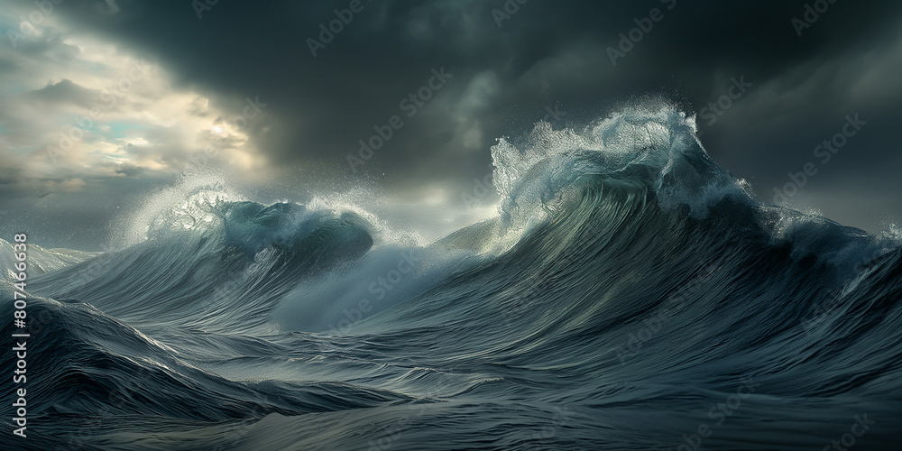 Fototapeta premium Wave in the ocean during dramatic storm