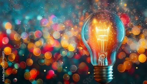light bulb with bokeh background. Creative light bulb Think different creative idea concept
