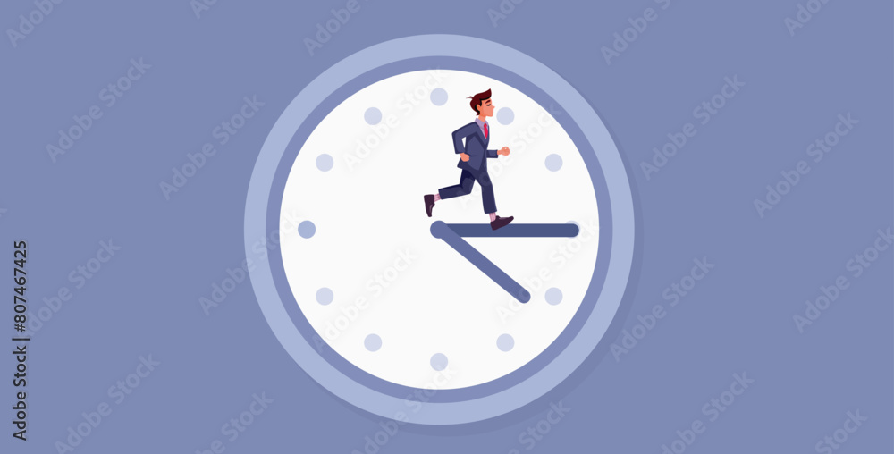 Businessman Working from Nine to Five Vector Cartoon Illustration. Office worker having a full time job running late
Businessman Working from Nine to Five Vector Cartoon Illustration. Office worker having a full time job running late