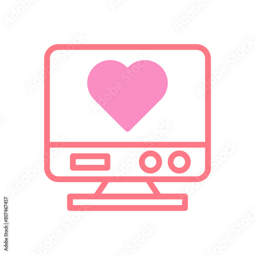 Tv love icon duotune red pink valentine illustration