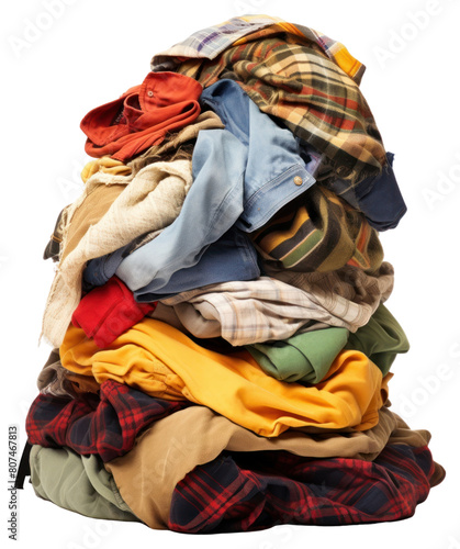 PNG  A pile of used clothes laundry white background variation.