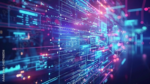 Wallpaper Mural healthcare software optimizing clinical processes, with dynamic colors and digital interfaces streamlining tasks such as scheduling Torontodigital.ca