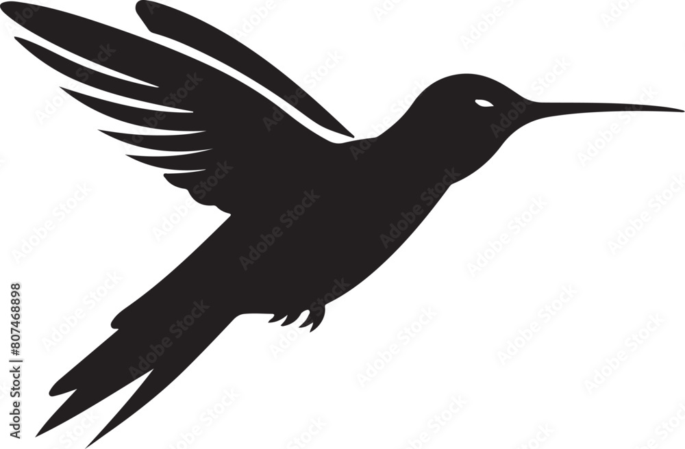 Obraz premium Hummingbird Silhouette Vector Illustration White Background
